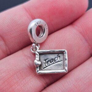 925 Sterling Silver Pandora Teach with Love Blackboard Charm Spacer